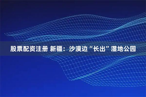 股票配资注册 新疆：沙漠边“长出”湿地公园